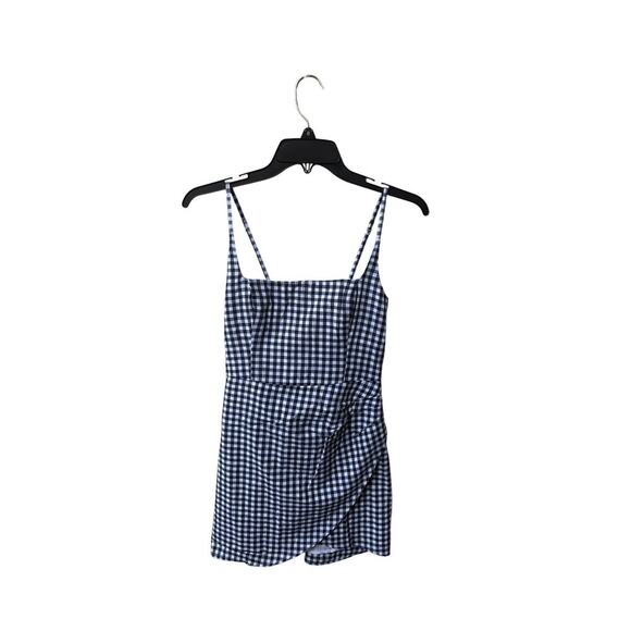 Abercrombie Gingham Mini Dress XSP Black White Ruffle Wrap Cottagecore Y2K - Picture 1 of 8